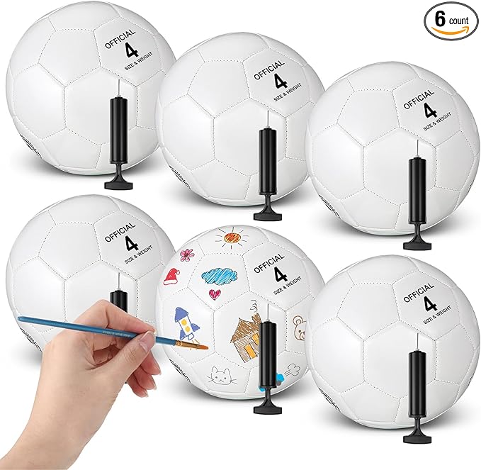 6 Pcs Operation Christmas Soccer Ball Bulk with Pump Needles, Size 3 4 5 Deflated Soccer Ball Gift for Youth Adult Game Training Practice Christian Charity Donation Supplies