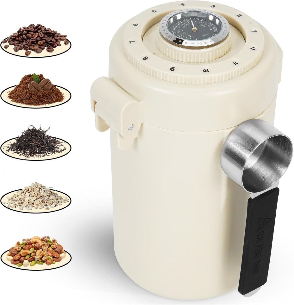 Coffee Canister, Airtight Stainless Steel Kitchen Food Storage Container With Spoon And Date Tracker, For Ground Coffee, Cereal, Bean, Tea,Sugar (white)