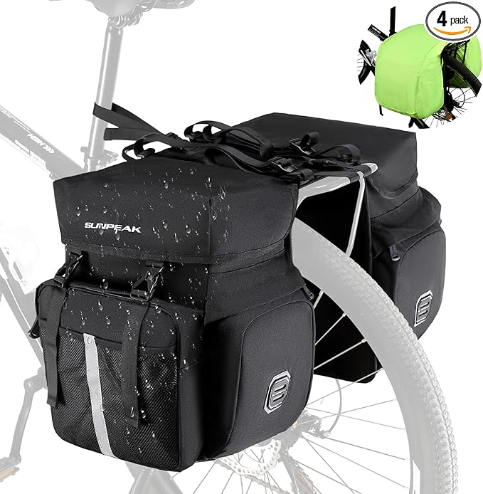 Bike Bag Accessories Panniers for Bicycle Rear Rack Bag 45L Waterproof Mountain Electric Bike Saddle Bag for Cycling Traveling Commuting Black