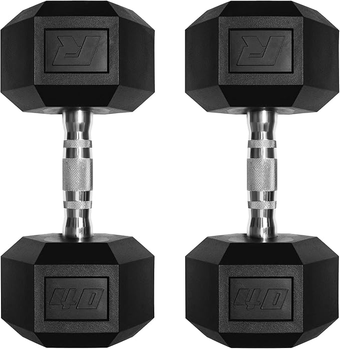 RitFit 5-650 LBS PVC Encased Hex Dumbbell Sets with Optional Rack for Home Gym, Hand weight with Chrome Handle for Strength Training, Workouts
