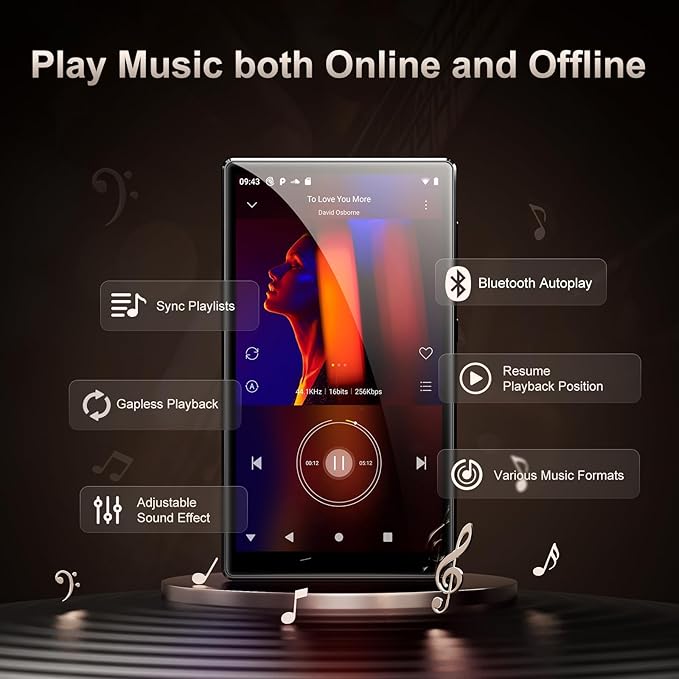 96GB MP3 Player with Bluetooth WiFi, Android 13 OS MP3 & MP4 Players with 5" IPS HD Touchscreen and Speaker, 4GB RAM & 32GB ROM, 2500mAh Music Player with Spotify, Play Store