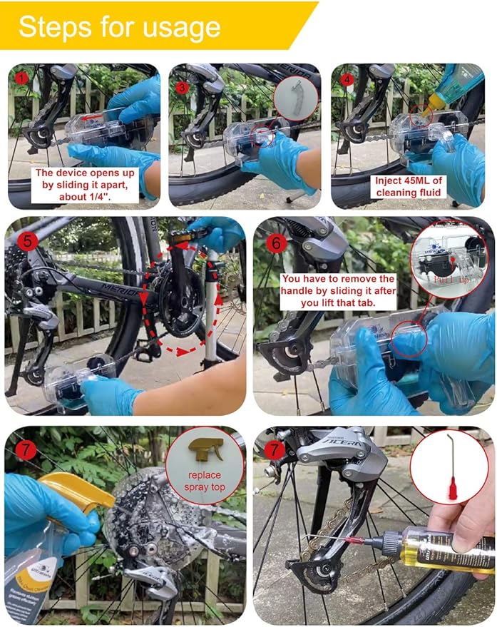 Bike Cleaner kit to Clean/Protect/Lube Bicycle,with Chain Scrubber,Cleaning Brush Tool,Bike Cleaner(19oz),Degreaser(10or19oz),Wet Lubricant(2oz)