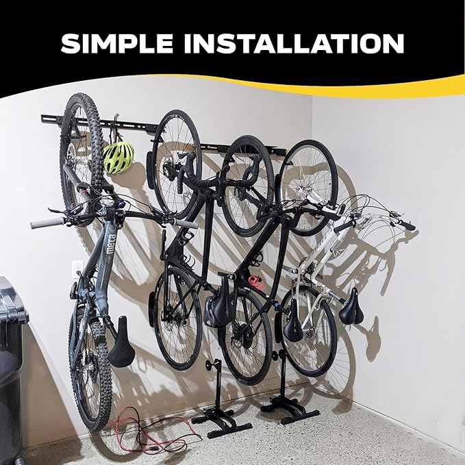 Bike Storage Rack Wall Mount Bike Rack | Steel Bike Mount Wall | Adjustable Bike Hangers for Garage (6 Bike Rack)