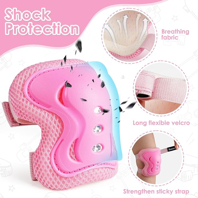 BOSONER Kids/Youth Knee Pad Elbow Pads Guards Protective Gear Set for Roller Skates Cycling BMX Bike Skateboard Inline Skatings Scooter Riding Sports