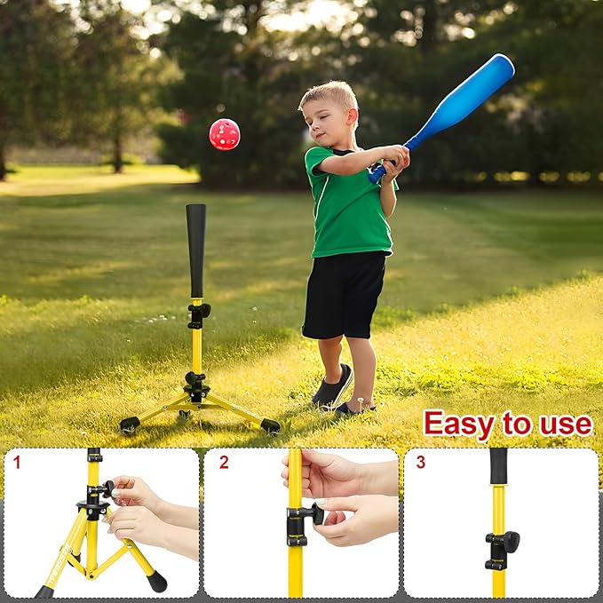 Baseball Tee for Kids,Batting Tee,Softball Tee,Youth Hitting Tee,Teeball Tee,Travel Tee,Easy Adjustable Height