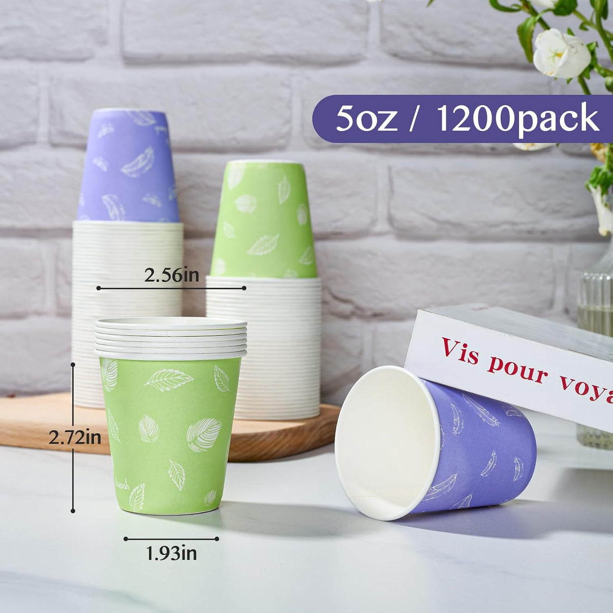 LITOPAK 1200 Pack 5 oz Paper Cups, Colorful Samll Disposable Paper Bathroom Cups for Parties, Travel, and Events