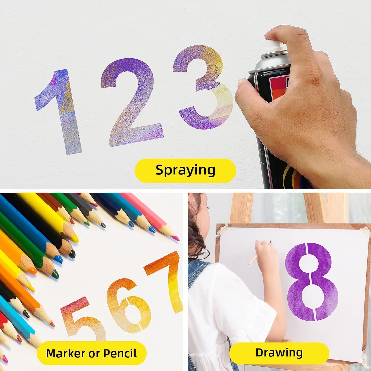 2 Inch Plastic Number Stencils - Reusable Digital Templates for Cake, Address, Painting