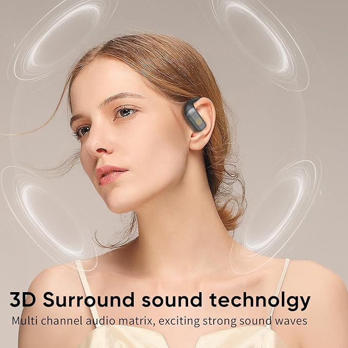 BUGANi Open Ear Headphones Wireless Earbuds,5.4 Bluetooth Headphones, IPX5 Waterproof Ear Buds for Running Workout Cycling Gift (White)