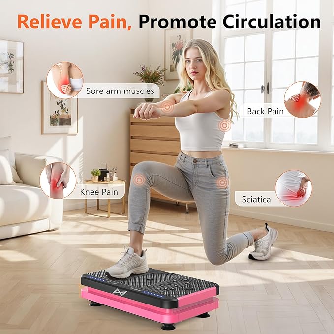 AXV Vibration Plate Fitness Platform Exercise Machine Vibrating Lymphatic Drainage Shaking Full Body Shaker Workout Vibrate Stand Shake Board Sport Gym for Weight Loss Fat Burner for Women Men
