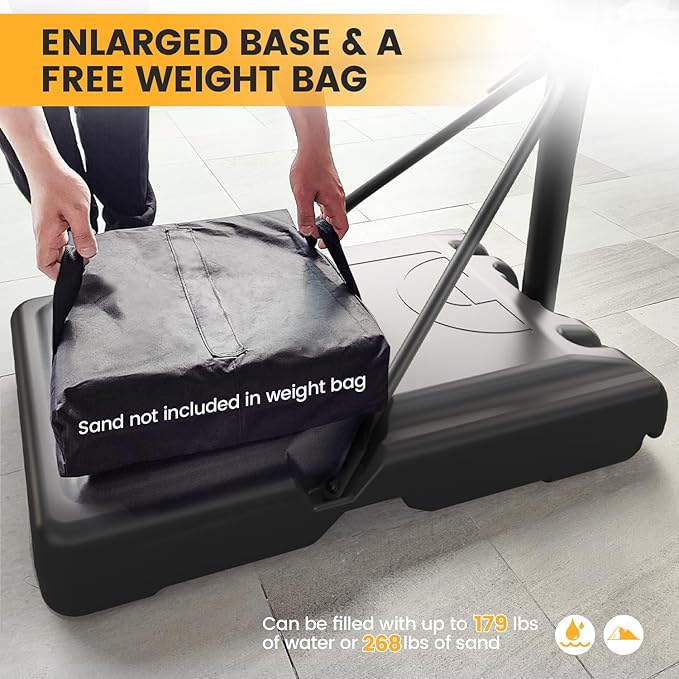 Basketball Hoop Outdoor 10 FT Height Adjustable Basketball Goals Systems Portable with 44" Backboard and Wheels for Youth Adults Kids - Backyard, Driveway, Indoor Play