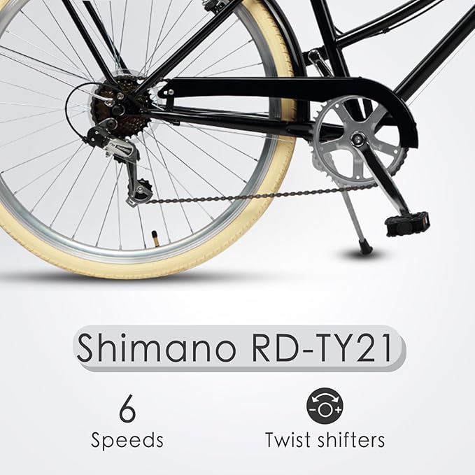 AVASTA Astrid Vela Hybrid Bike for Adult Women Female Lightweight Step Through 26 Inch High Tensile Steel Frame City Commuter Comfort Lady Bicycle, 6-Speed, Multiple Colors