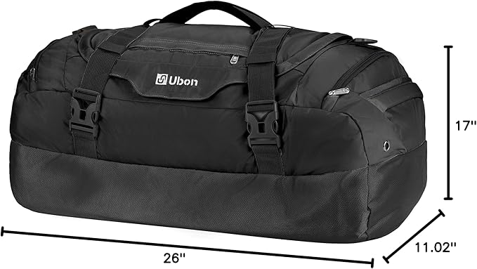 Ubon Large Duffel Bag Weekender Bags with Shoe Compartments 4-Way Sports Gym Backpack with Padded Straps Camping Traveling Duffle Bag