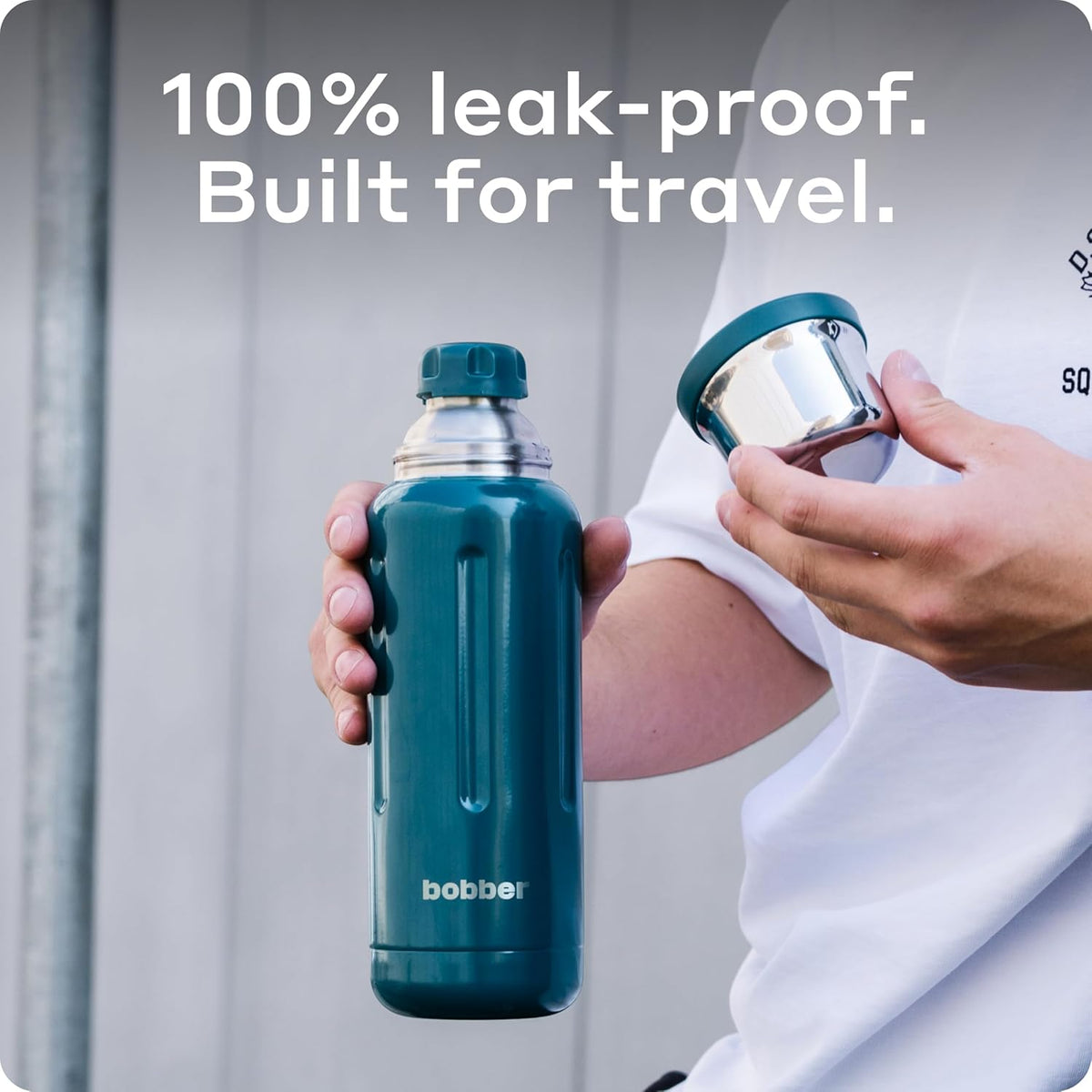 BOBBER 26 oz Stainless Steel Thermos for Hot Tea, Coffee, and Cold Drinks – BPA-Free, Dishwasher Safe Vacuum Insulated Water Bottle – Keeps Drinks Hot for 36 Hours (Deep Teal)