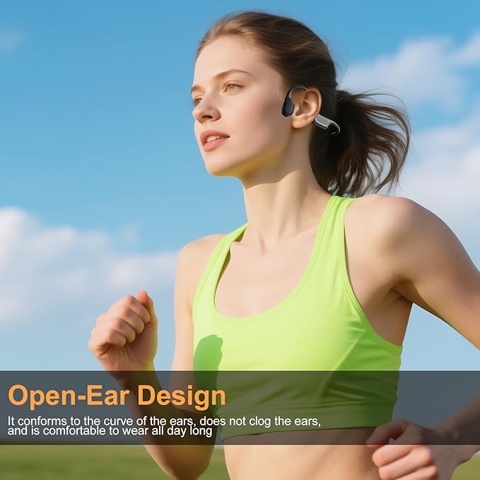 Bone Conduction Bluetooth Headphones-SurfAudio, IP68 Waterproof Swimming Headphones with 32GB MP3 Player, Lightweight Open Ear Design for Swimming/Surfing/Marathon/Cycling(Black)