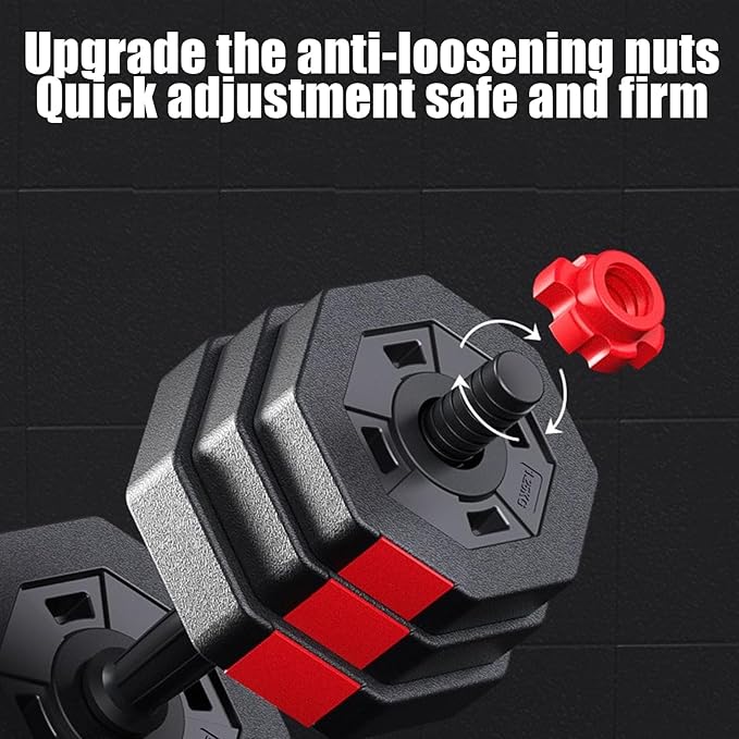 Adjustable Dumbbell Set, 5-44 lbs Free Weight Set with Connector for Barbell, Dumbbells, Push-Up Options, Fitness Exercises for Home Gym Suitable Men/Women