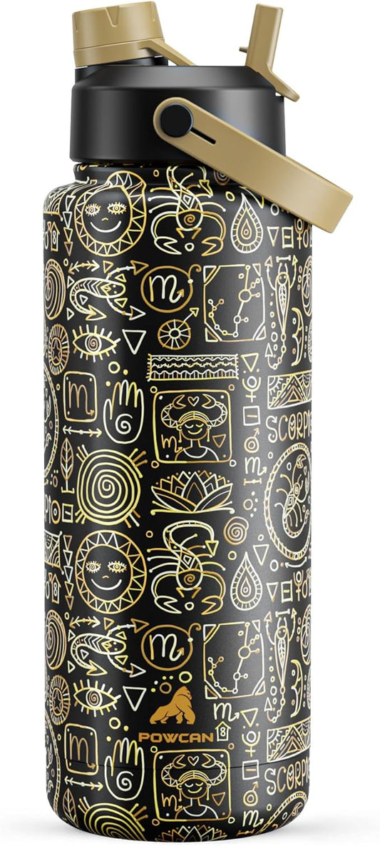 40 oz Insulated Water Bottle with 2-in-1 Straw and Spout Lid, Keep Cold 24H, Leak-Proof, BPA-Free, Double Wall Stainless Steel Water Bottle for Sports, Gym, Travel, and School (Mystic Glyph)