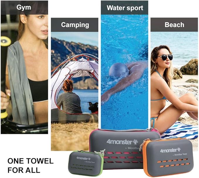 4Monster Camping Towels Super Absorbent, Fast Drying Microfiber Travel Towel, Quick Dry Ultra Soft Compact Gym Towel for Swimming Beach Hiking Yoga Travel Sports Backpack (20.00" x 12.00", Navy Blue)