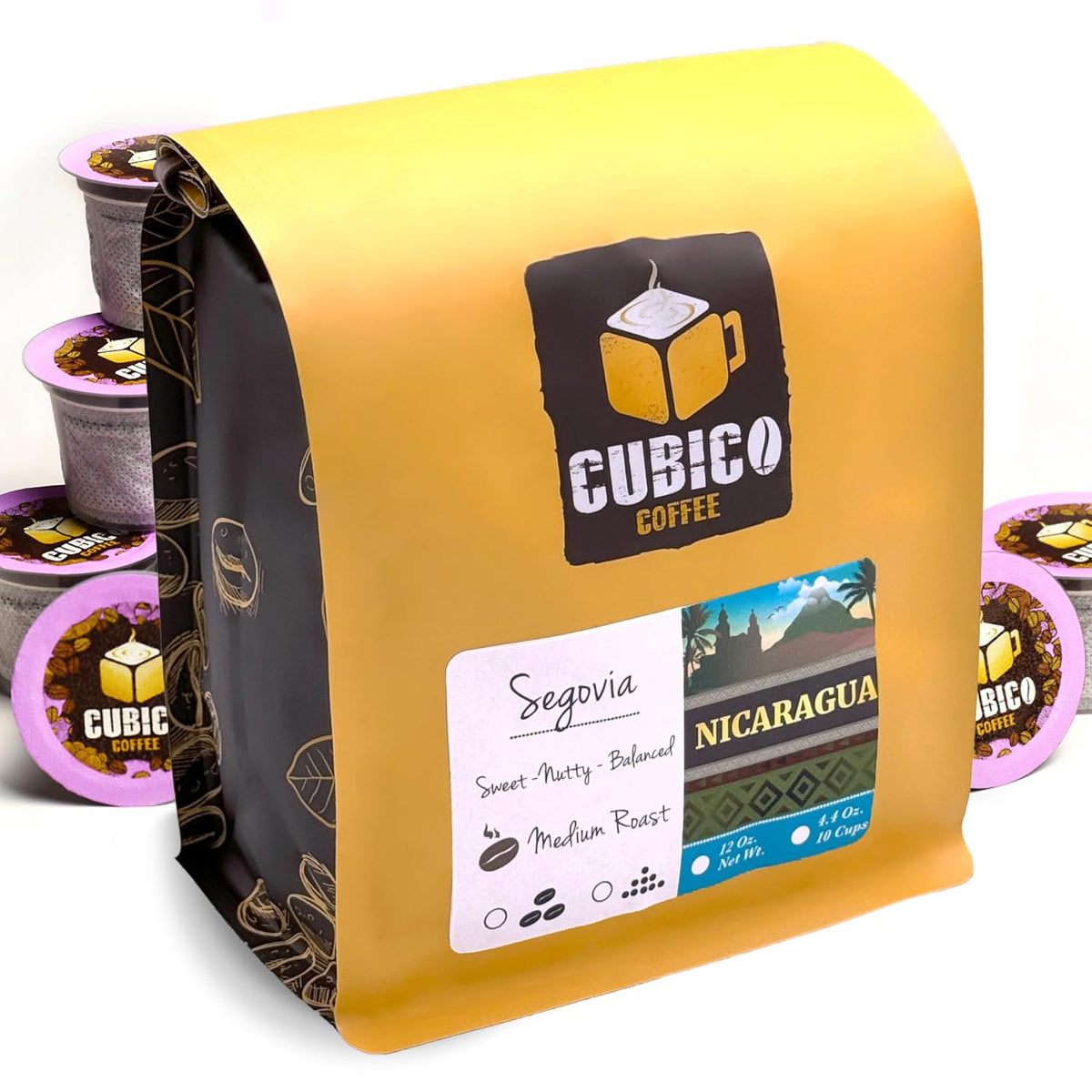 Nicaraguan Coffee, Single Serve Coffee Pods, Premium Nicaragua Segovia Single Origin Fresh Roasted Coffee | K-Cup Compatible Brewers | Cubico Coffee | 10 Count