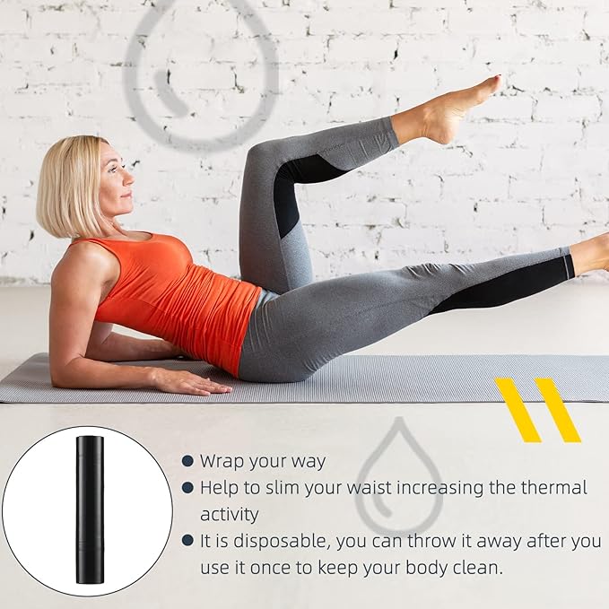 60 Meters Black Osmotic Plastic Body Wrap, Workout and Sweat Enhancer Stomach Wrap Body Wrap Film Applicator Power Wrap(3 Rolls)