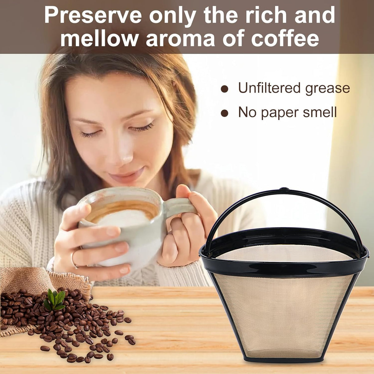 Reusable Coffee Filters Suitable for Ninja Coffee Maker, 3Pcs Cone Coffee Filters 4, Which Can Be Used to Replace the Cuisinart Coffee Maker Filter 4
