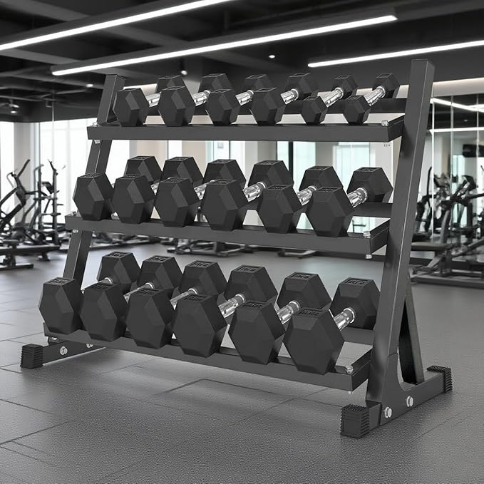 350/450/550 lbs Hex Weight Dumbbell Sets with Rack 5-50 lbs Hand Weights for Strength Training for Home Gyms Men Women Rubber Iron Rubber Coated Exercise & Fitness Muscle