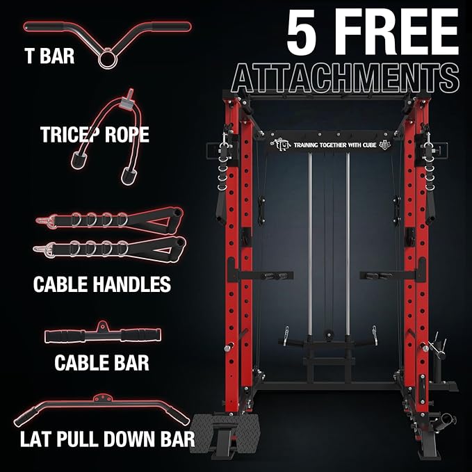 Mikolo Power Cage, 1500lbs Power Rack with LAT PullDown and Cable Crossover System, Squat Rack with Pulley System, Weight Cage for Home Gym with Training Attachments