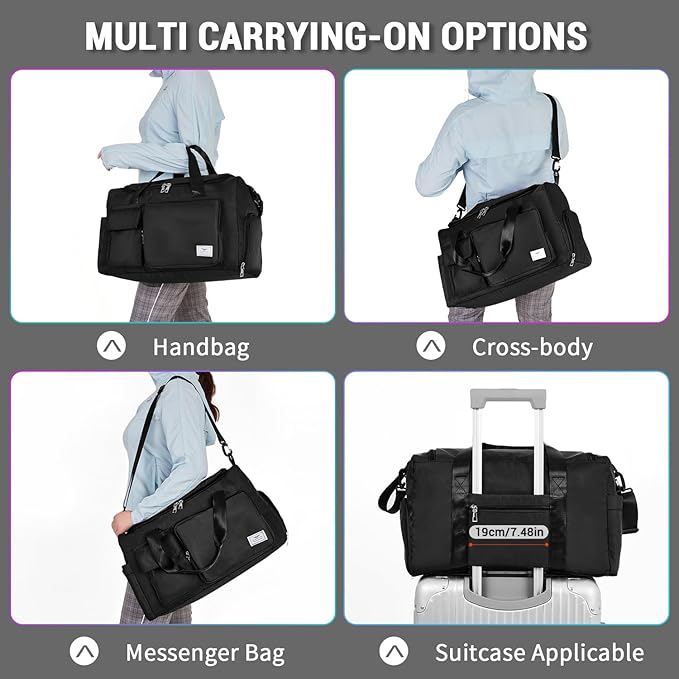 FIORETTO Women's Gym Duffle Bag with Shoes Compartment, 37L Capacity, Ideal for Travel, Gym, Sports, Duffel, Weekender