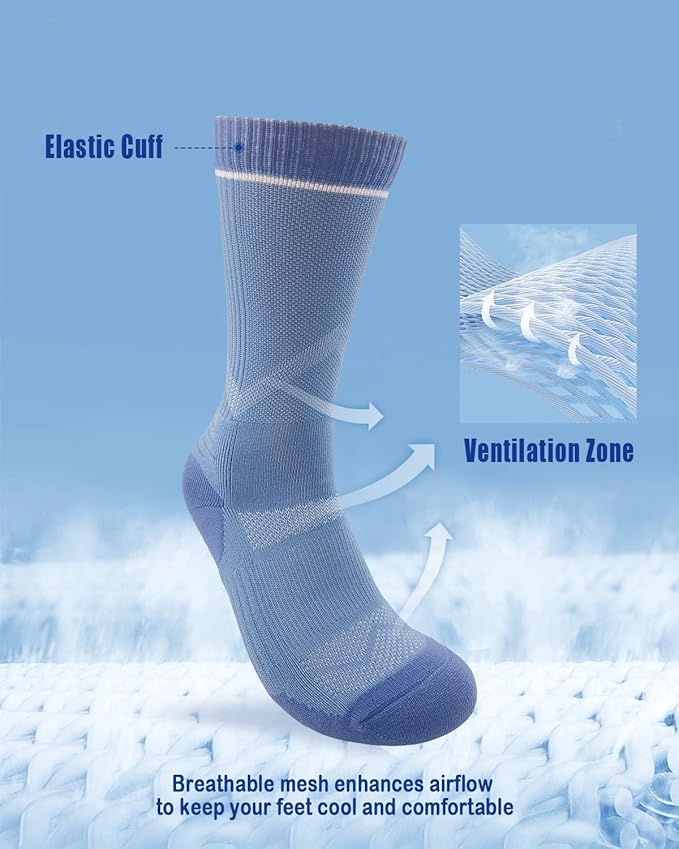 Athletic Socks Moisture Wicking Crew Socks for Men 3 Pairs Running Sport Cushioned Polyester Mid Calf Socks