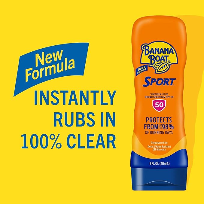 Banana Boat Sport Ultra SPF 50 Sunscreen Lotion, 8oz | Banana Boat Sunscreen SPF 50 Lotion, Oxybenzone Free, Sunblock, Water Resistant, 8oz