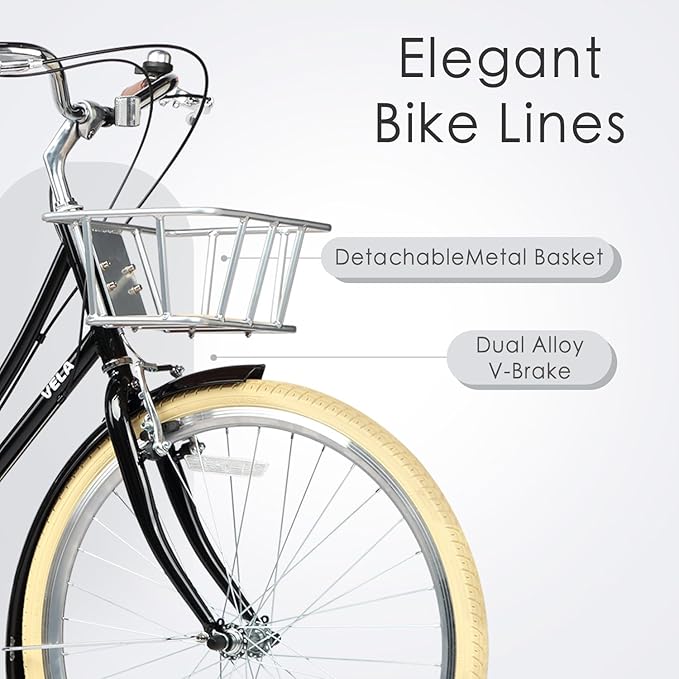 AVASTA Astrid Vela Hybrid Bike for Adult Women Female Lightweight Step Through 26 Inch High Tensile Steel Frame City Commuter Comfort Lady Bicycle, 6-Speed, Multiple Colors