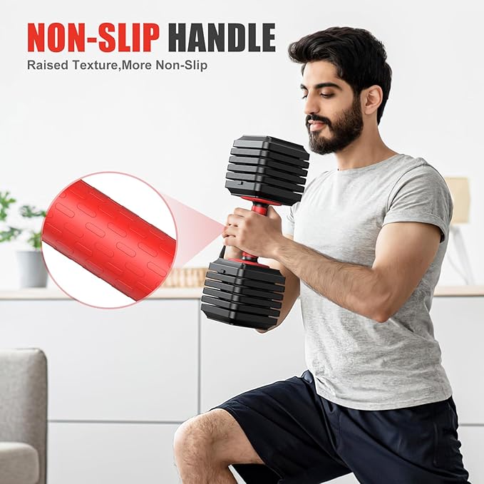 XDDIAS Adjustable Dumbbell Set of 2, 25/55/80LB Dumbbell Set-1Sec Adjustable Weights-5/10 in 1 Free Weights Dumbbells Set with Effortless Tray/No-Slip Handle-Compact Size for Women/Men at Home Gym