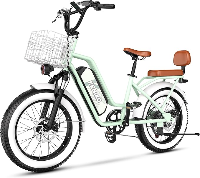2 Seater Electric Bike, 48V 20AH(𝟗𝟔𝟎𝐖𝐇) Large Removable Battery, 𝟏𝟑𝟎𝟎𝐖 Peak Motor, 20"x 4.0" Fat Tire Ebike for Adults, 80+Miles Max,30+MPH, City Couple E Bike for All Terrain