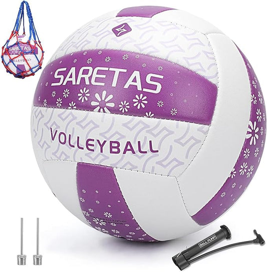 Beach/Water/Sand Volleyballs, Outdoor/Indoor Official Size, Soft Touch Volleyball for Beginners, Cute Volley Ball for Girls/Kids/Youth, Ideal Gifts with Pump for Backyard, Pool, Middle School