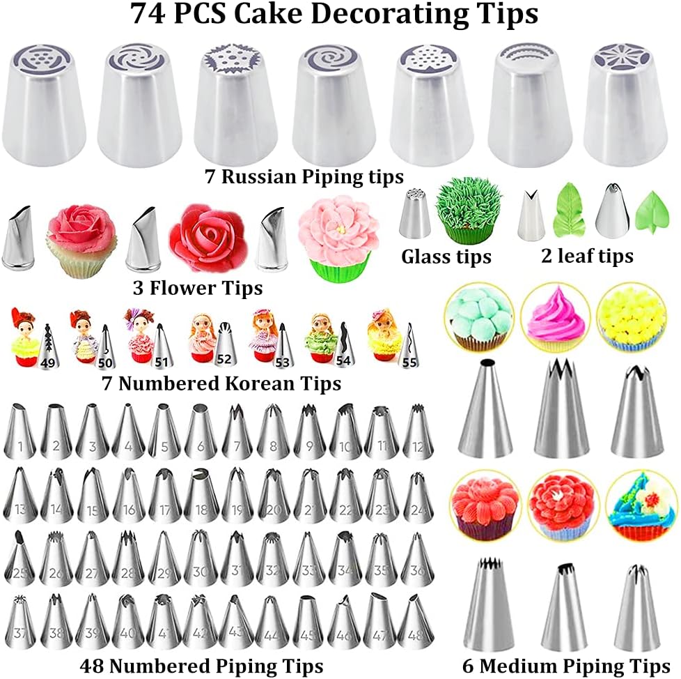 Cake Decorating Kit, 678pcs Cake Decorating Supplies Kit with Cake &Cupcake Carrier,Cake Stand Turntable,Piping Bags and Russian & Rose Icing Piping Tips set,Springform Pans,Cake Baking Supplies Kit