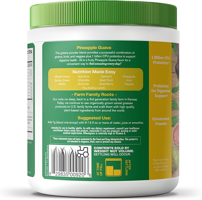 Amazing Grass Greens Blend Digest: Super Greens Powder Smoothie Mix for Digestion Support with Organic Spirulina, Chlorella, Beet Root Powder, Digestive Enzymes & Probiotics, 30 Servings