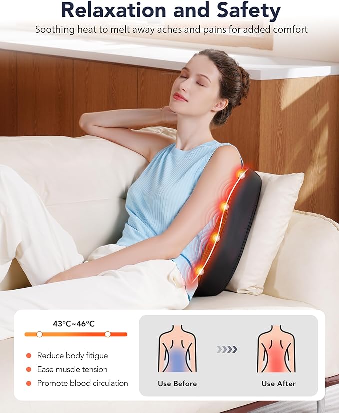 Boriwat Back Massager with Heat, Shiatsu 4D Kneading Rolling Up and Down Back Massage for Pain Relief Deep Tissue, Track-Guided & Lower Back Massager for Lumbar, Shoulder, Gifts for Women Men Mom Dad