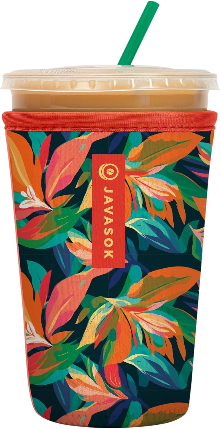 Sok It JavaSok Iced Coffee & Cold Soda Insulated Neoprene Cup Sleeve (Jungle Jive, Medium: 22-28oz)