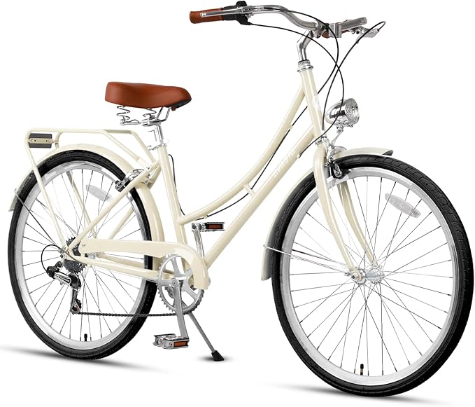 AVASTA Astrid Vela Hybrid Bike for Adult Women Female Lightweight Step Through 26 Inch High Tensile Steel Frame City Commuter Comfort Lady Bicycle, 6-Speed, Multiple Colors