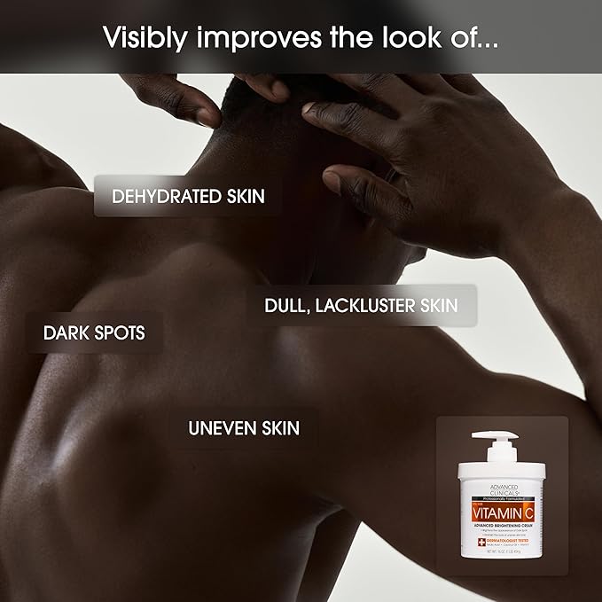 Advanced Clinicals Hyaluronic Acid Moisturzier + Brightening Vitamin C Cream 2pc Skincare Set For Women & Men | Face Moisturizer & Body Cream Helps Improve Look Of Crepey Skin & Uneven Skin Tone, 2pc