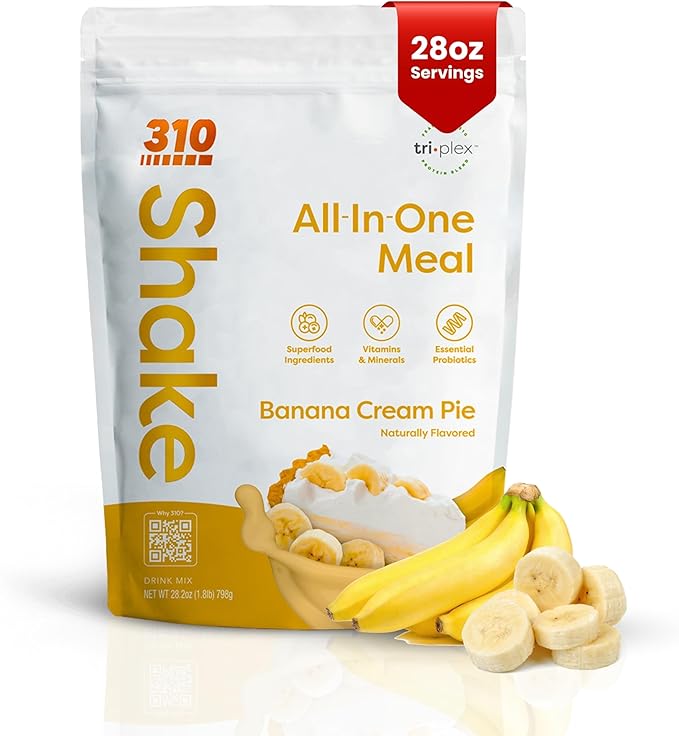 311 Nutrition All-In-One Meal Replacement Shake Powder - Plant-Based Protein Smoothie Blend w/High Fiber, Probiotics & Adaptogens - Low Carb, Vegan, Keto & Paleo Friendly - Banana Cream Pie - 28 Srv