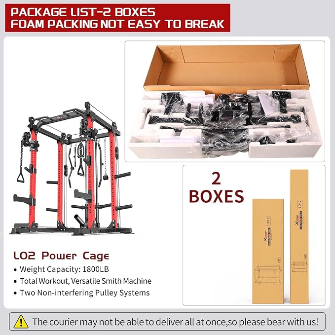Power Cage,1600lbs Multi-Function Power Rack with Adjustable Cable Crossover System and More Training Attachment, Weight Cage for Home Gym