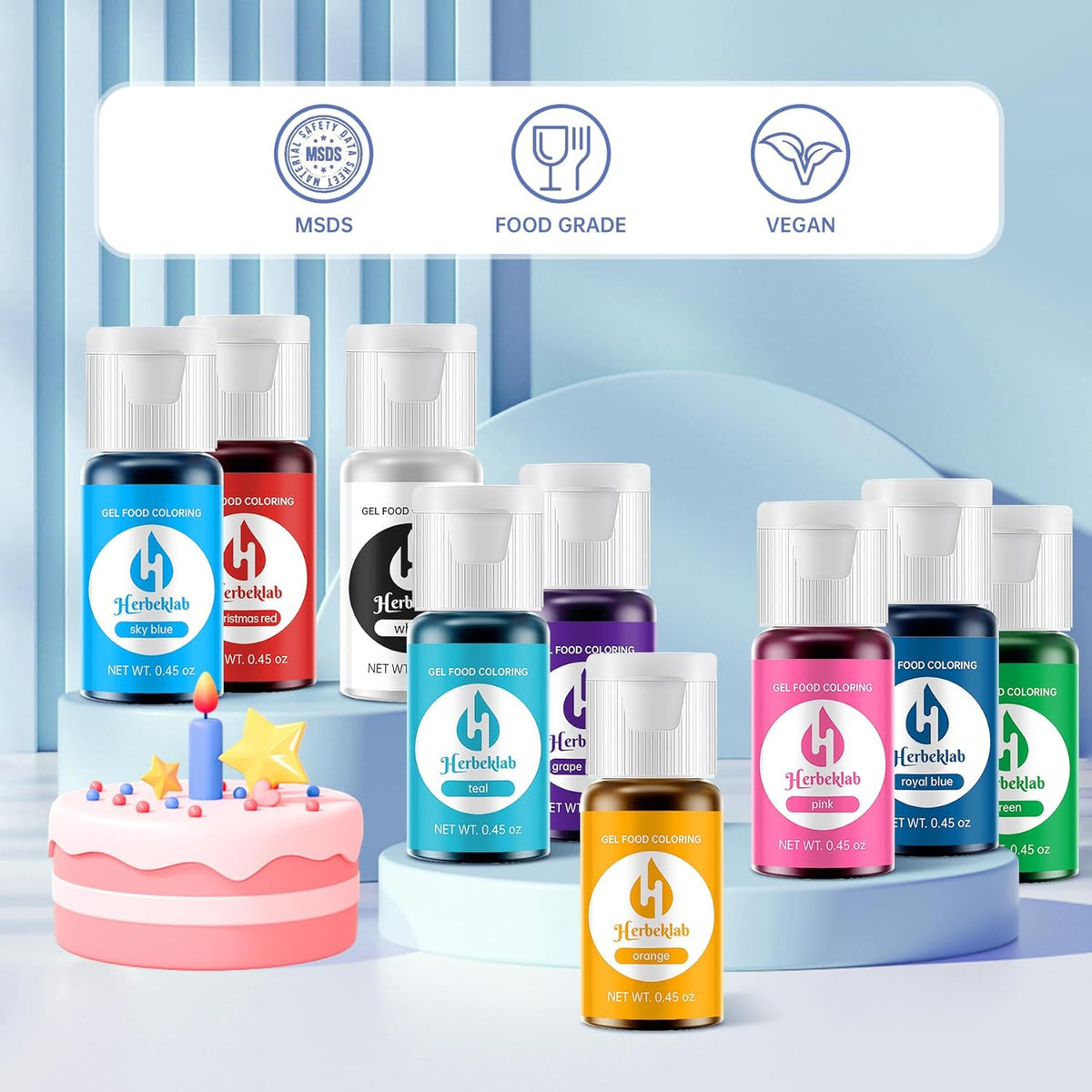 Gel Food Coloring 18 Colors x 0.45 oz Concentrated Gel Based Food Dye Vibrant Icing Colors for Baking Cake Decorating Cookies