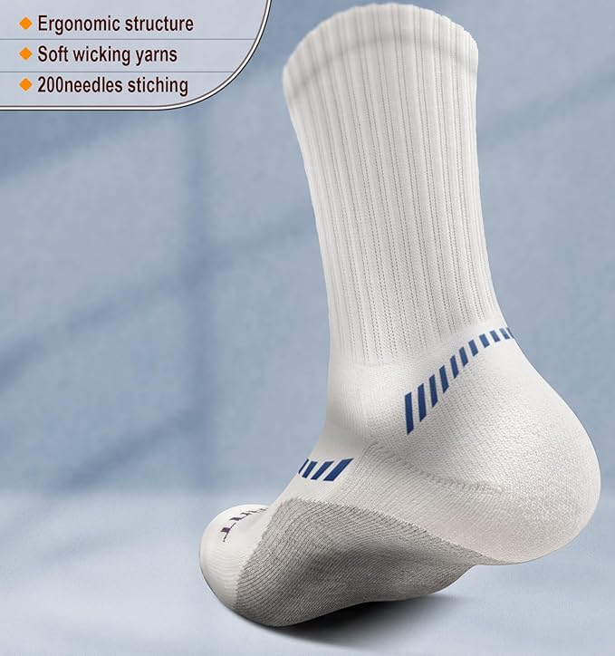 BULLIANT Compression Socks for Men 6Pairs, Athletic Crew Socks Cushioned For Men Sports Running-Arch Support