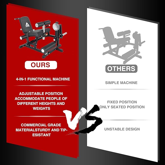 ANICZON Leg Extension and Curl Machine, Leg Rotary Extension for Thigh with Adjustable Seat & Backrest, Lower Body Leg Machine with Plate Loaded for Home Gym