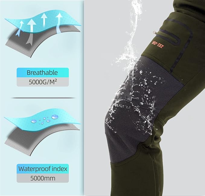 BenBoy Men's Snow Ski Outdoor Waterproof Windproof Fleece Cargo Hiking Pants