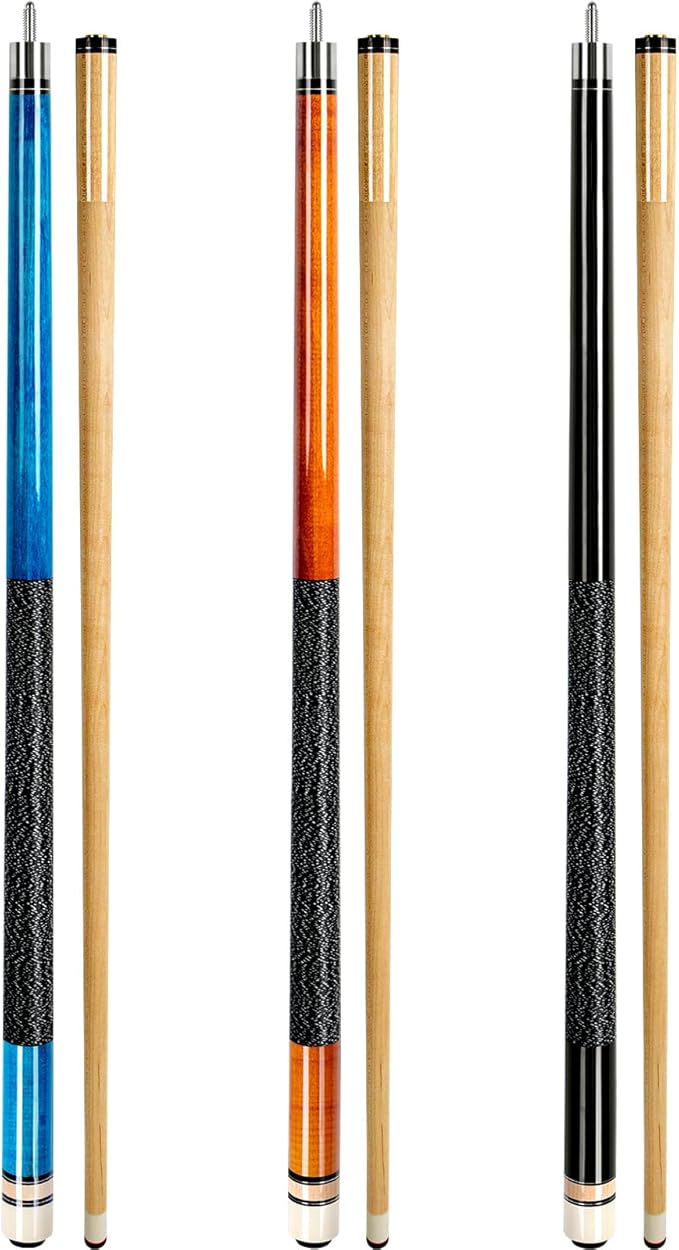 AKLOT Pool Cues,Set of 4 Pool 58" Cue Sticks Canadian Maple Wood Cue Stick for Professional Billiard Players 18 19 20 21 oz