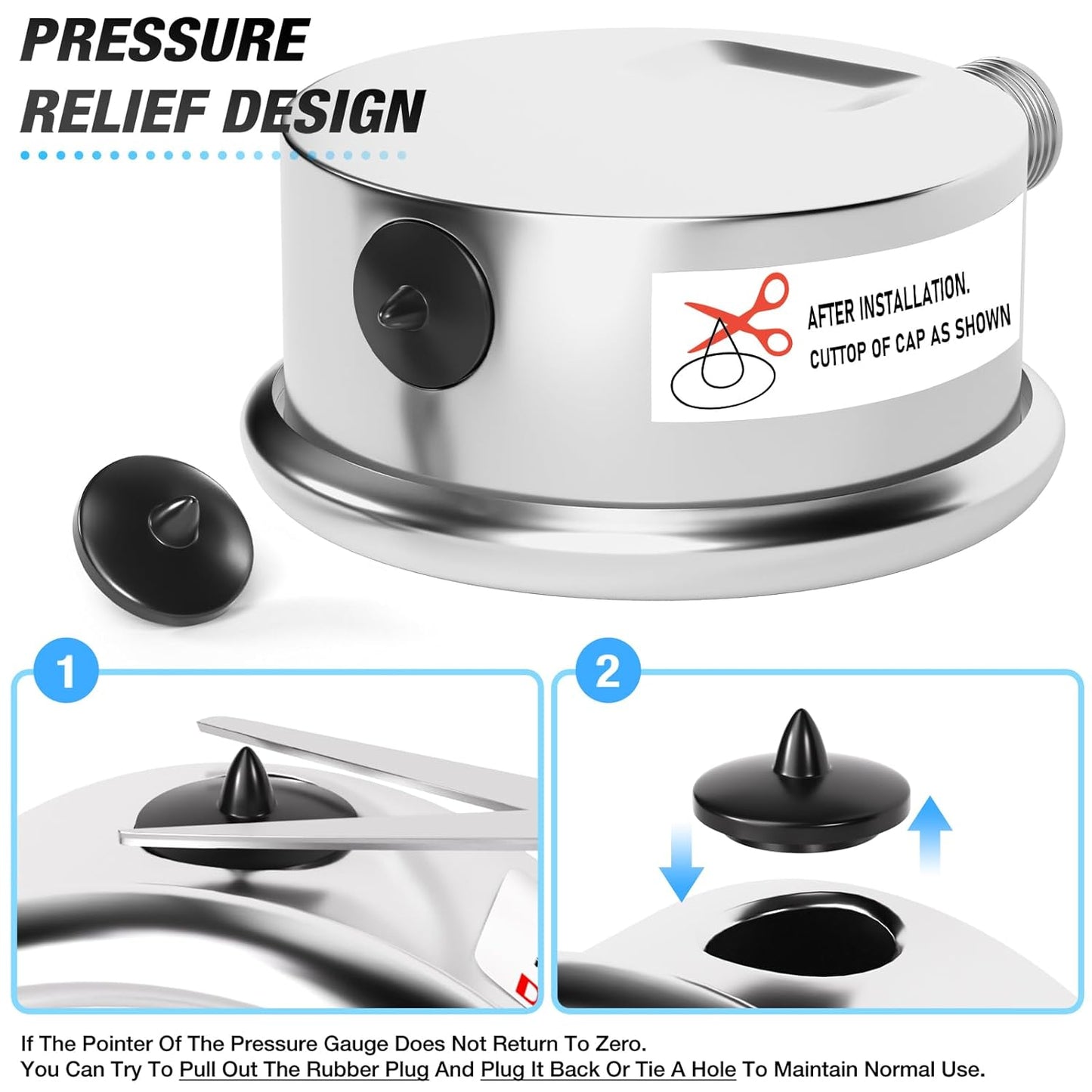MEANLIN MEASURE 0~100Psi Liquid Filled Pressure Gauge Stainless Steel with 316 Stainless Steel Joint 1/4" NPT 2.5" FACE DIAL for Well Pump Tire Water Pressure Tester Lower Mount