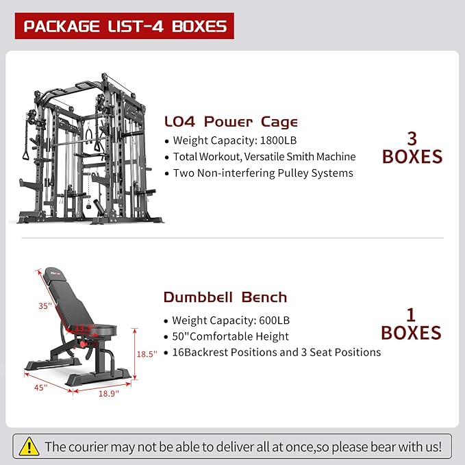 Power Cage,1600lbs Multi-Function Power Rack with Adjustable Cable Crossover System and More Training Attachment, Weight Cage for Home Gym