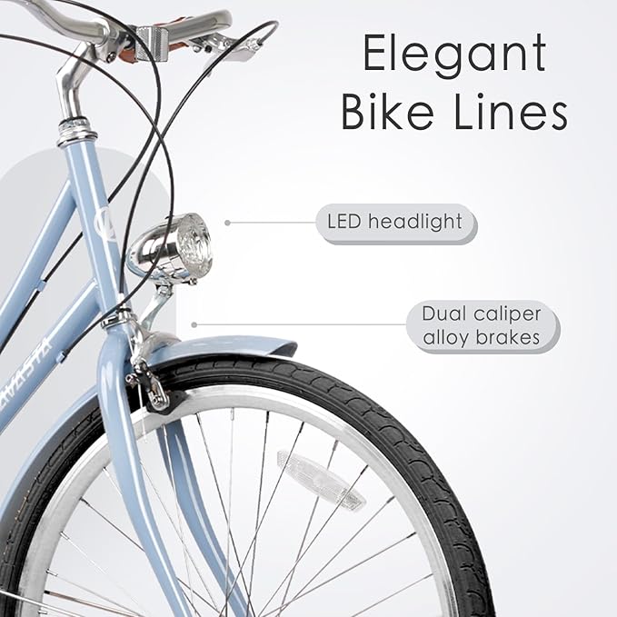 AVASTA Astrid Vela Hybrid Bike for Adult Women Female Lightweight Step Through 26 Inch High Tensile Steel Frame City Commuter Comfort Lady Bicycle, 6-Speed, Multiple Colors