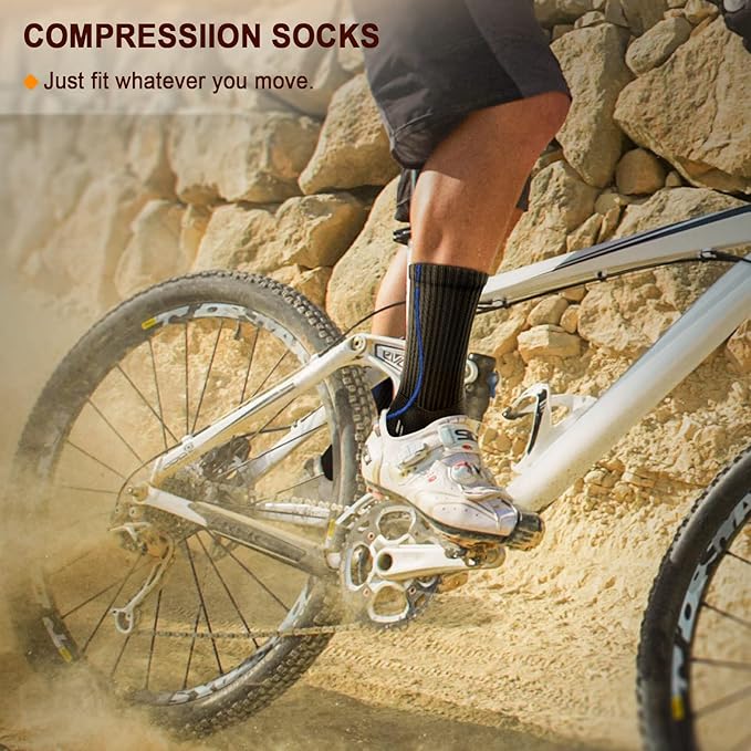 BULLIANT Compression Socks for Men 6Pairs, Athletic Crew Socks Cushioned For Men Sports Running-Arch Support